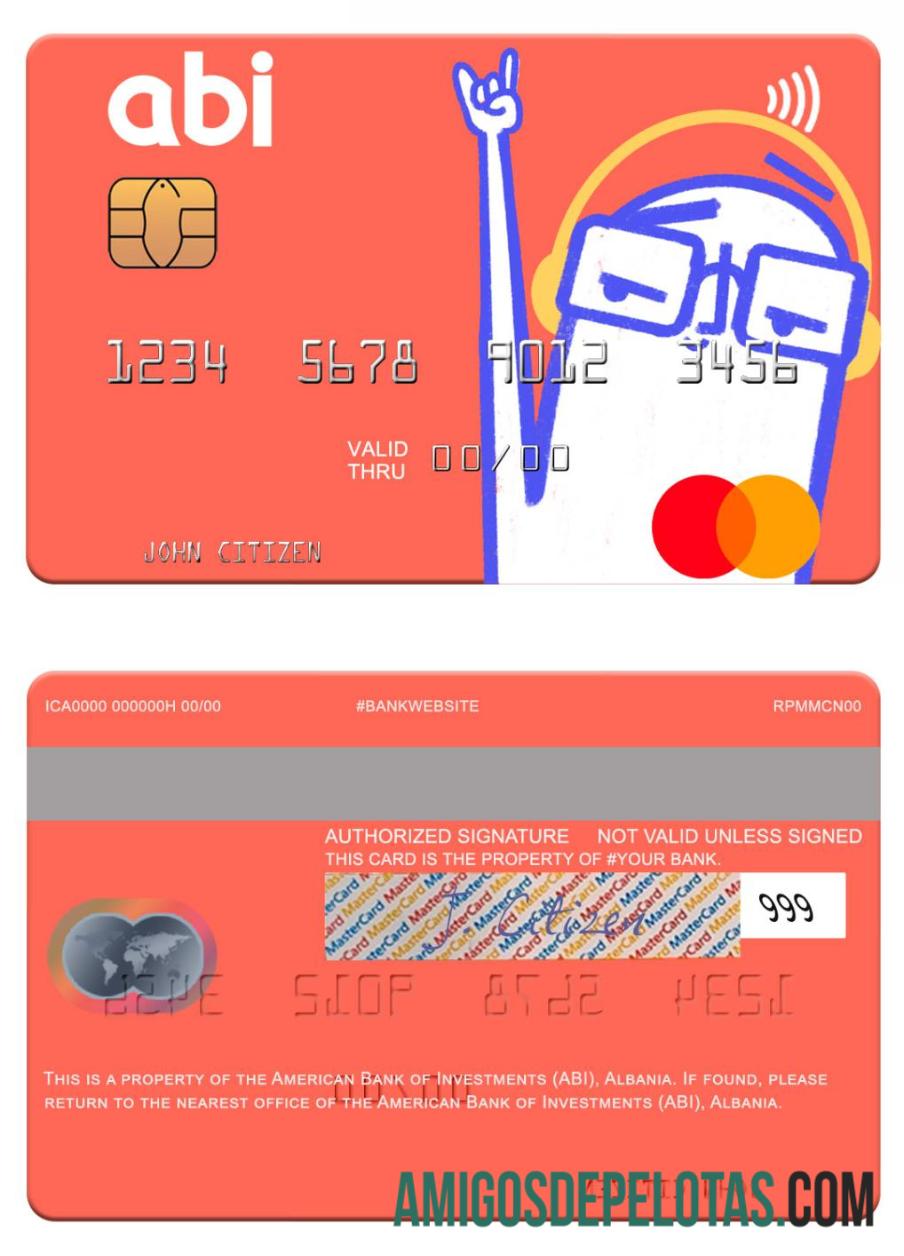 Albânia American Bank Of Investments (ABI) Mastercard amostra